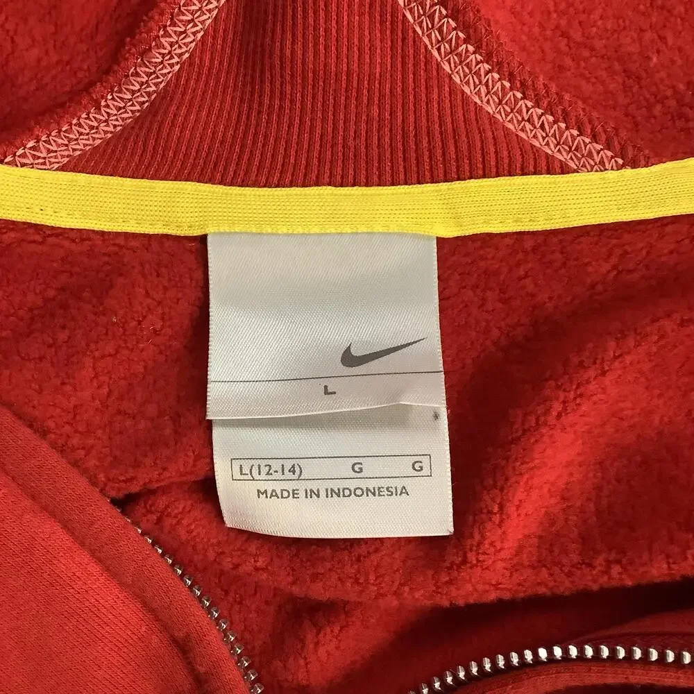 Nike Hoodie Youth Large Red Full Zip Fleece Swoosh Athletic Logo Sweatshirt